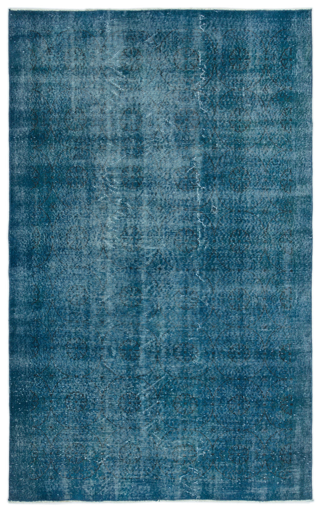 Turquoise  Over Dyed Vintage Rug 5'3'' x 8'4'' ft 161 x 254 cm