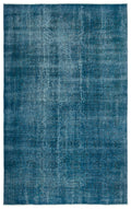 Turquoise  Over Dyed Vintage Rug 5'3'' x 8'4'' ft 161 x 254 cm