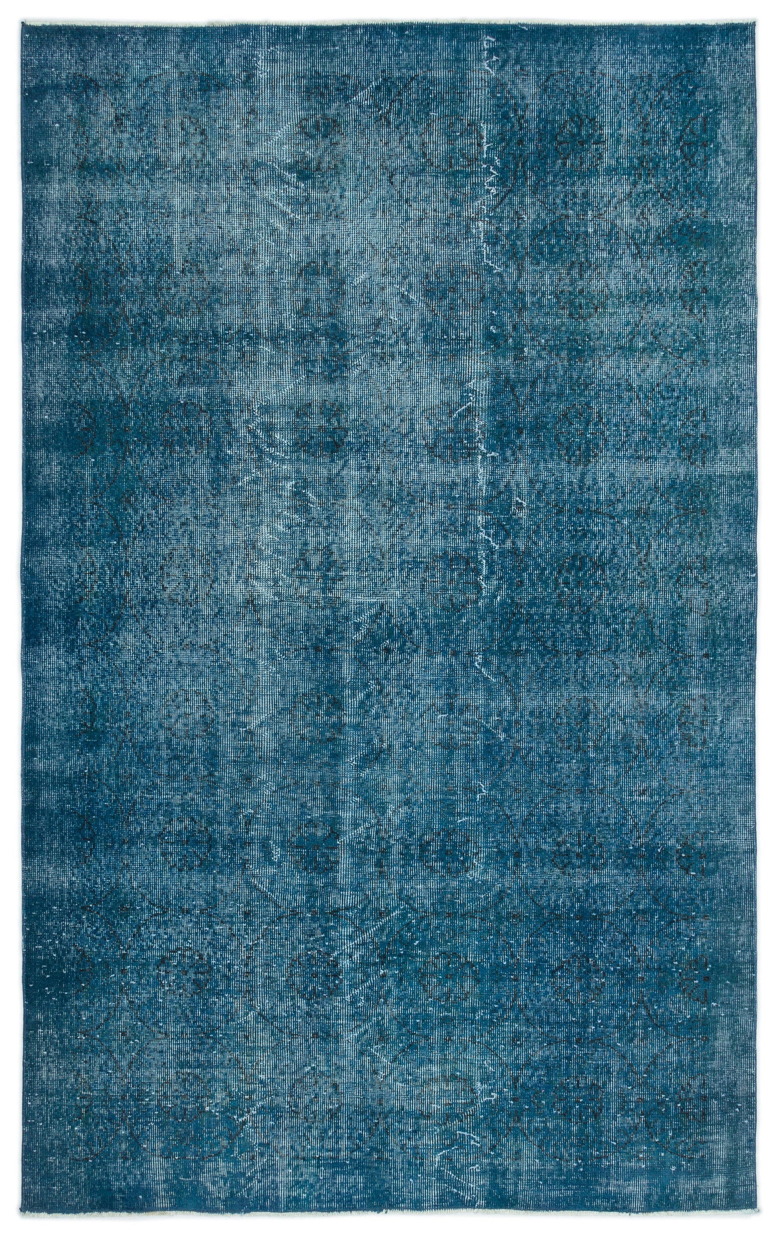 Turquoise  Over Dyed Vintage Rug 5'3'' x 8'4'' ft 161 x 254 cm