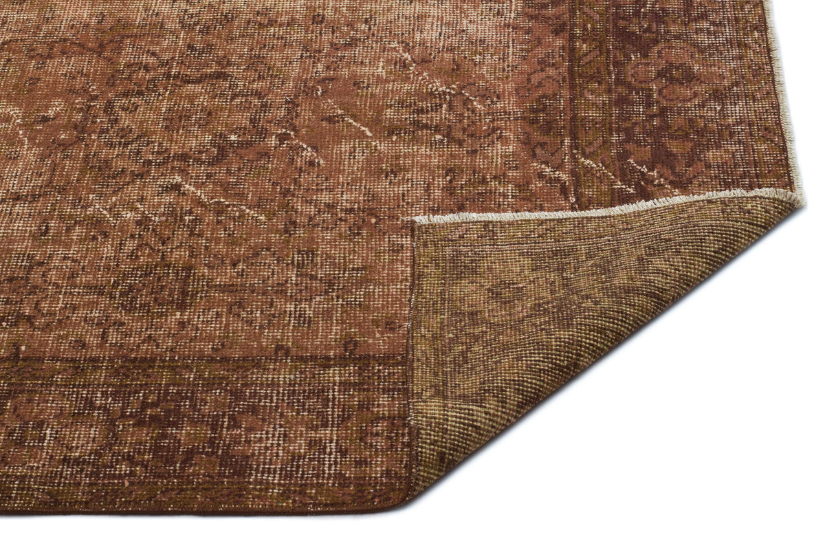 Brown Over Dyed Vintage Rug 5&#39;7&#39;&#39; x 9&#39;6&#39;&#39; ft 171 x 290 cm