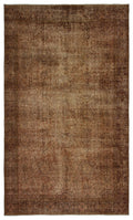 Brown Over Dyed Vintage Rug 5'7'' x 9'6'' ft 171 x 290 cm
