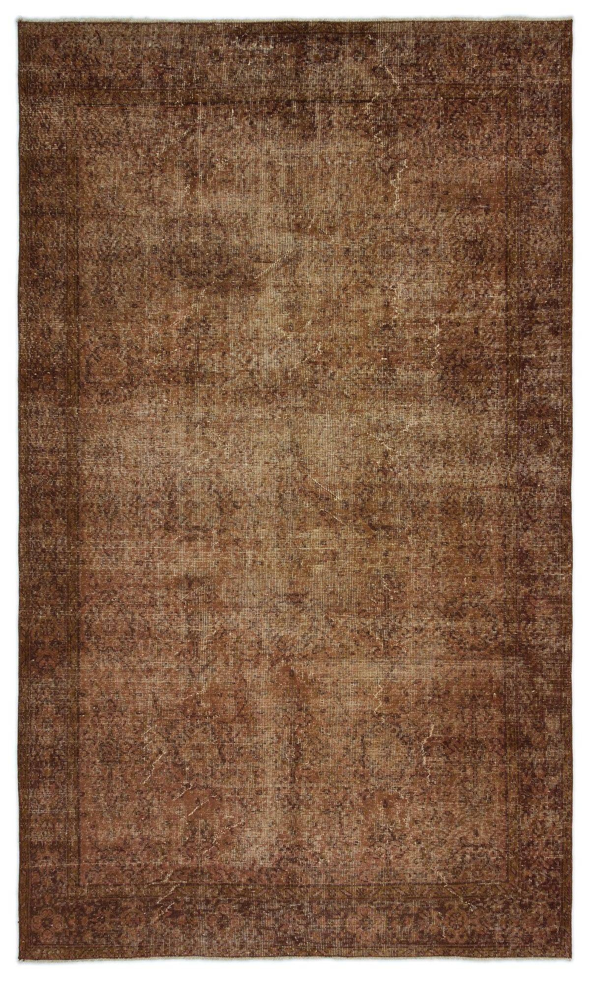Brown Over Dyed Vintage Rug 5&#39;7&#39;&#39; x 9&#39;6&#39;&#39; ft 171 x 290 cm