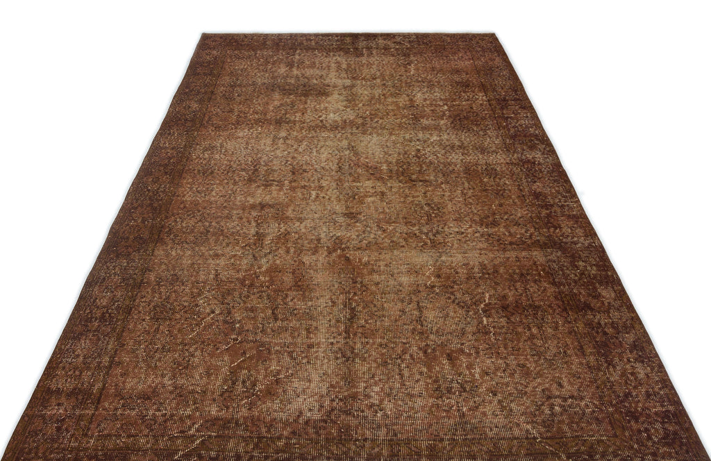 Brown Over Dyed Vintage Rug 5'7'' x 9'6'' ft 171 x 290 cm