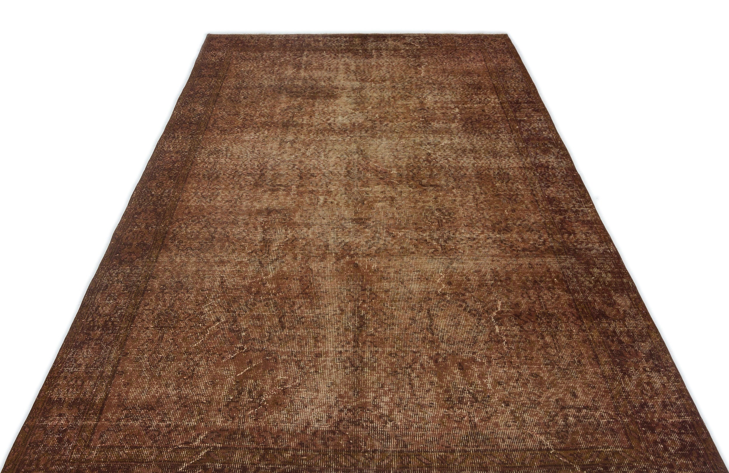 Brown Over Dyed Vintage Rug 5'7'' x 9'6'' ft 171 x 290 cm