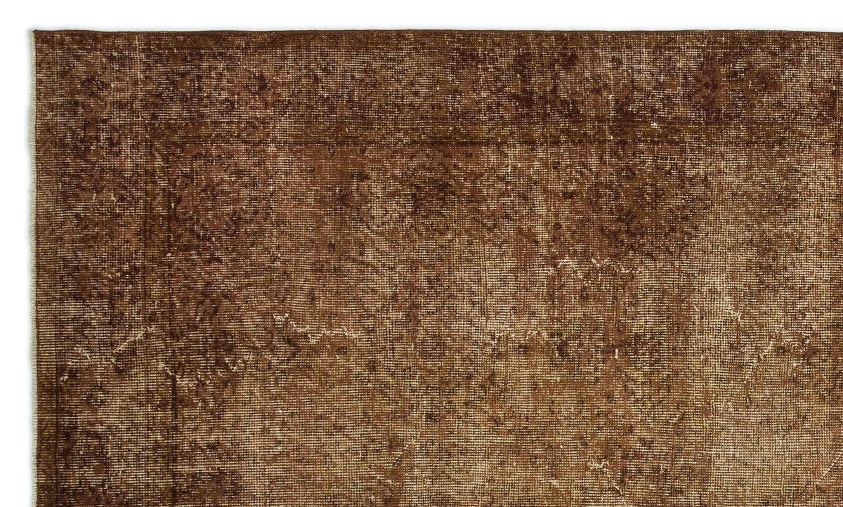 Brown Over Dyed Vintage Rug 5&#39;7&#39;&#39; x 9&#39;6&#39;&#39; ft 171 x 290 cm