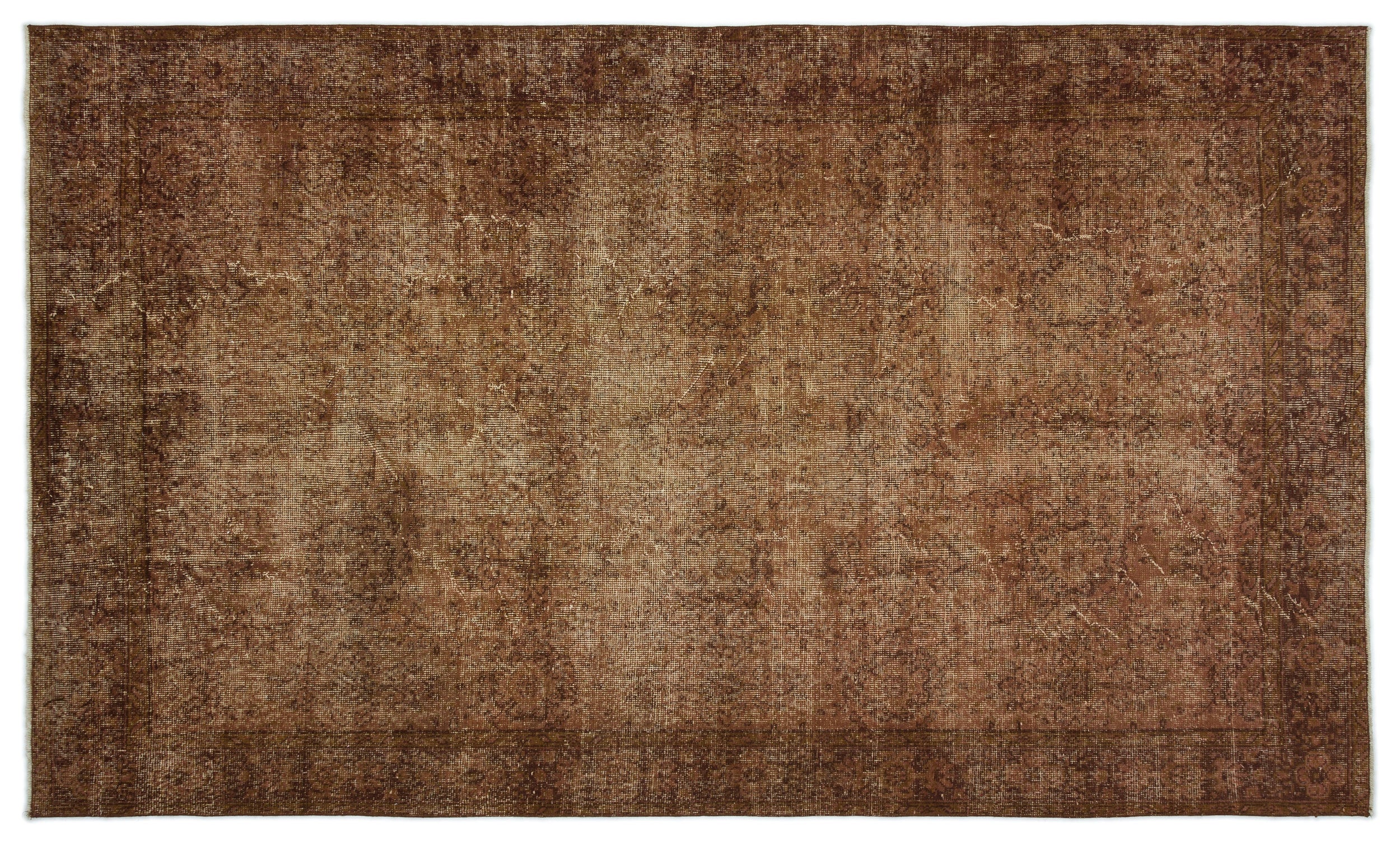 Brown Over Dyed Vintage Rug 5'7'' x 9'6'' ft 171 x 290 cm