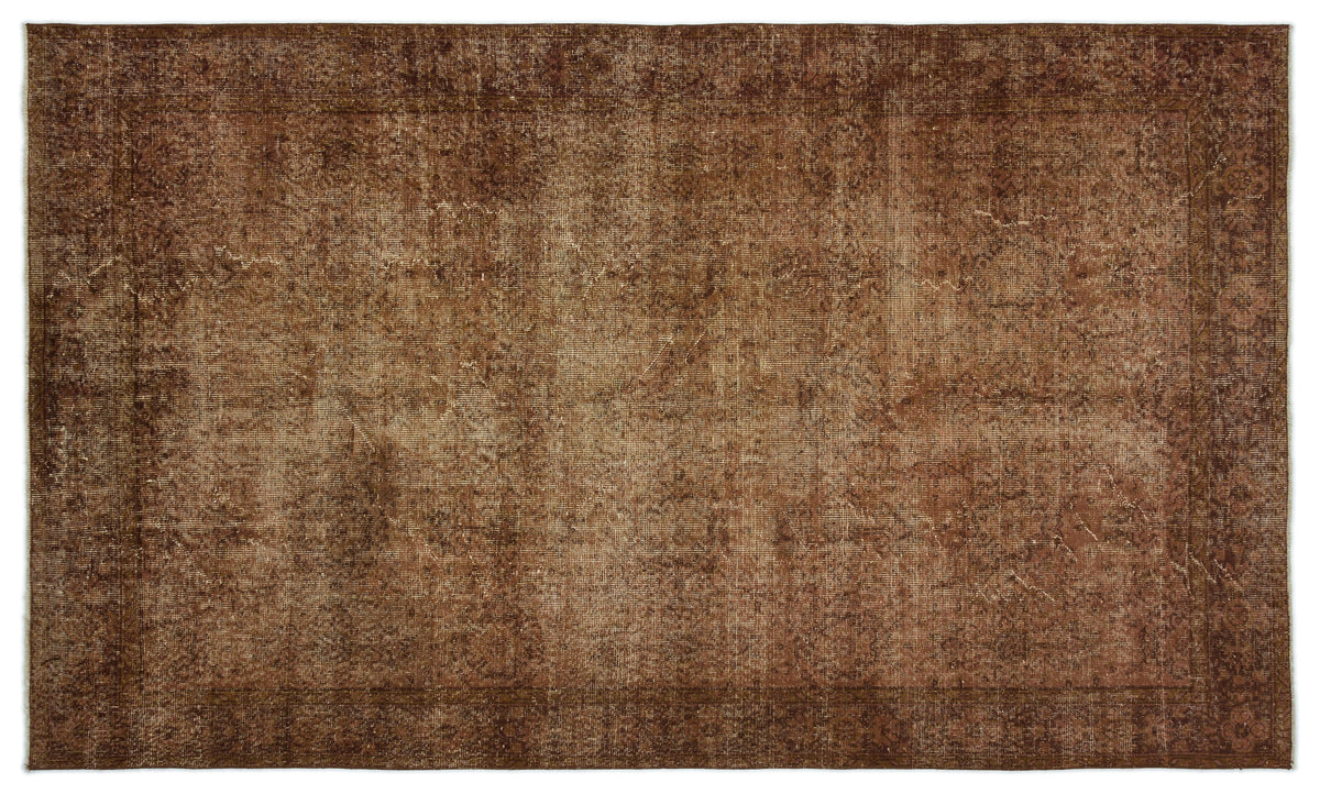 Brown Over Dyed Vintage Rug 5&#39;7&#39;&#39; x 9&#39;6&#39;&#39; ft 171 x 290 cm