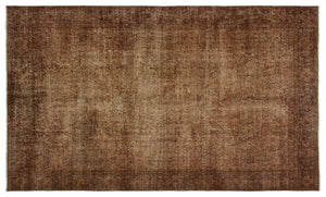 Brown Over Dyed Vintage Rug 5'7'' x 9'6'' ft 171 x 290 cm
