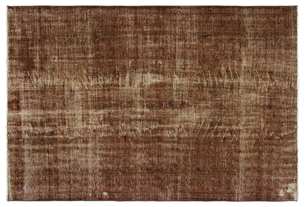 Brown Over Dyed Vintage Rug 5&#39;7&#39;&#39; x 8&#39;3&#39;&#39; ft 170 x 252 cm