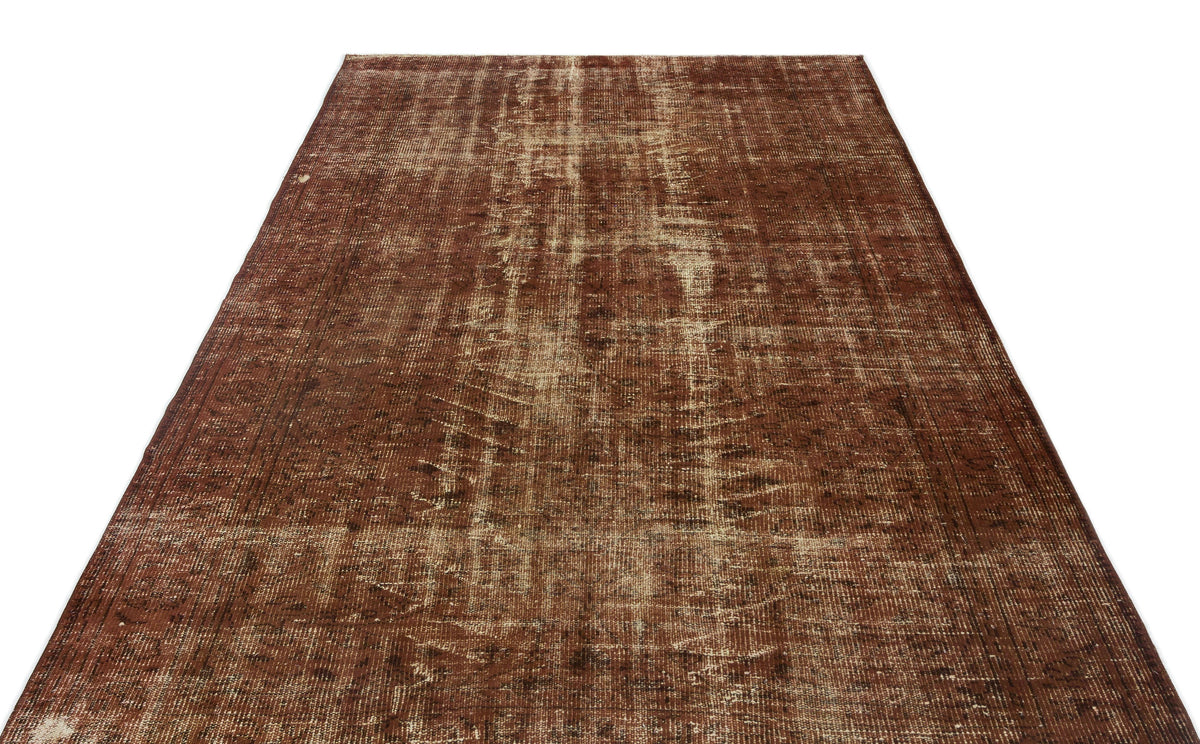 Brown Over Dyed Vintage Rug 5&#39;7&#39;&#39; x 8&#39;3&#39;&#39; ft 170 x 252 cm