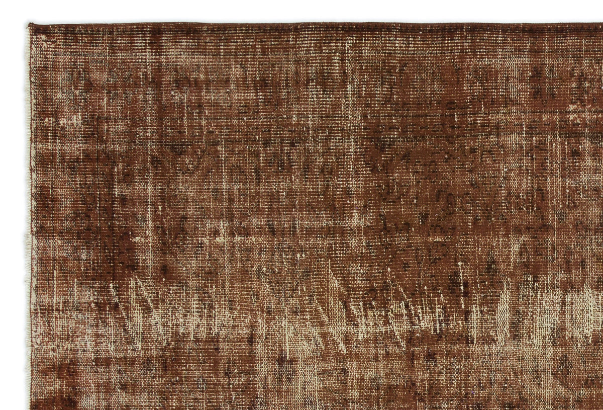 Brown Over Dyed Vintage Rug 5&#39;7&#39;&#39; x 8&#39;3&#39;&#39; ft 170 x 252 cm