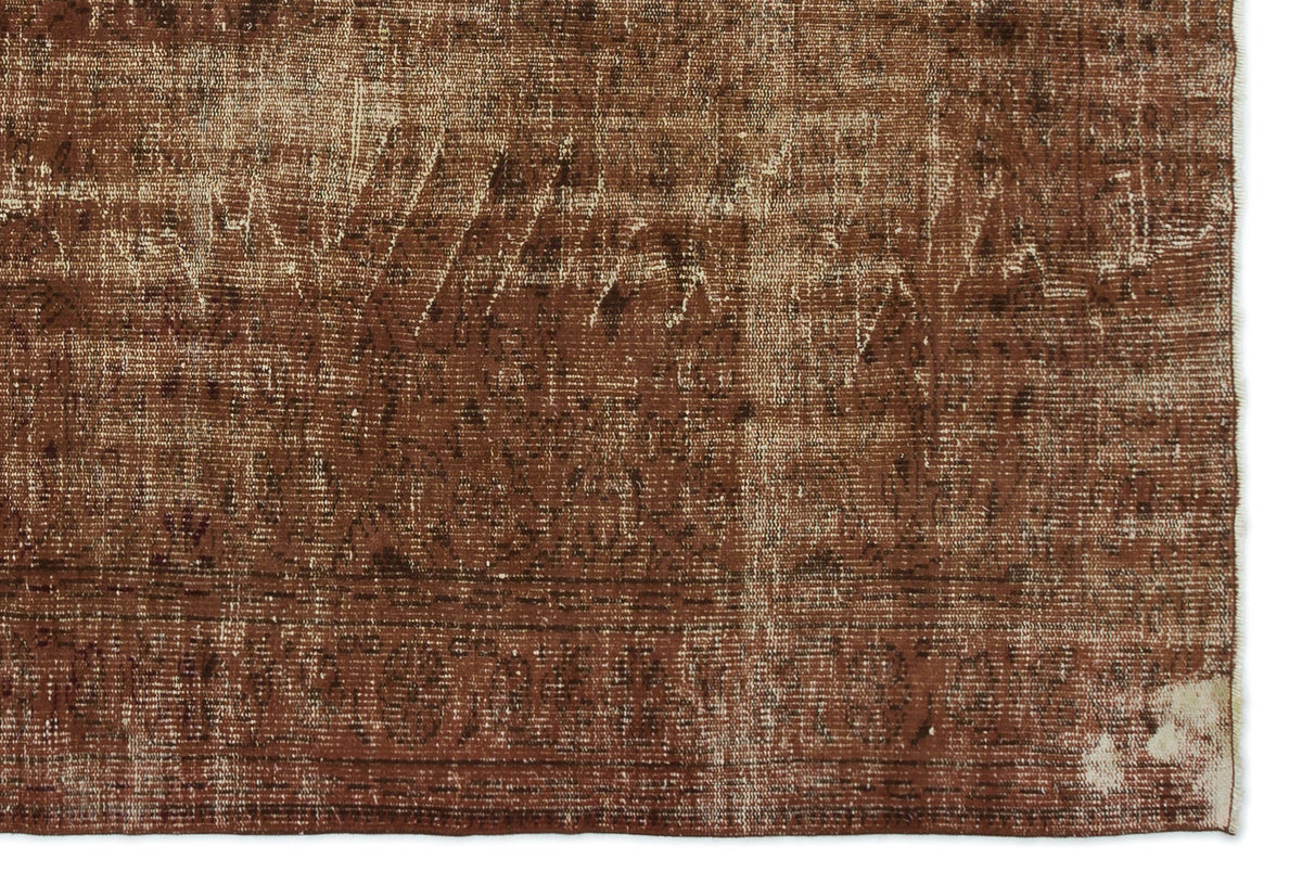 Brown Over Dyed Vintage Rug 5&#39;7&#39;&#39; x 8&#39;3&#39;&#39; ft 170 x 252 cm