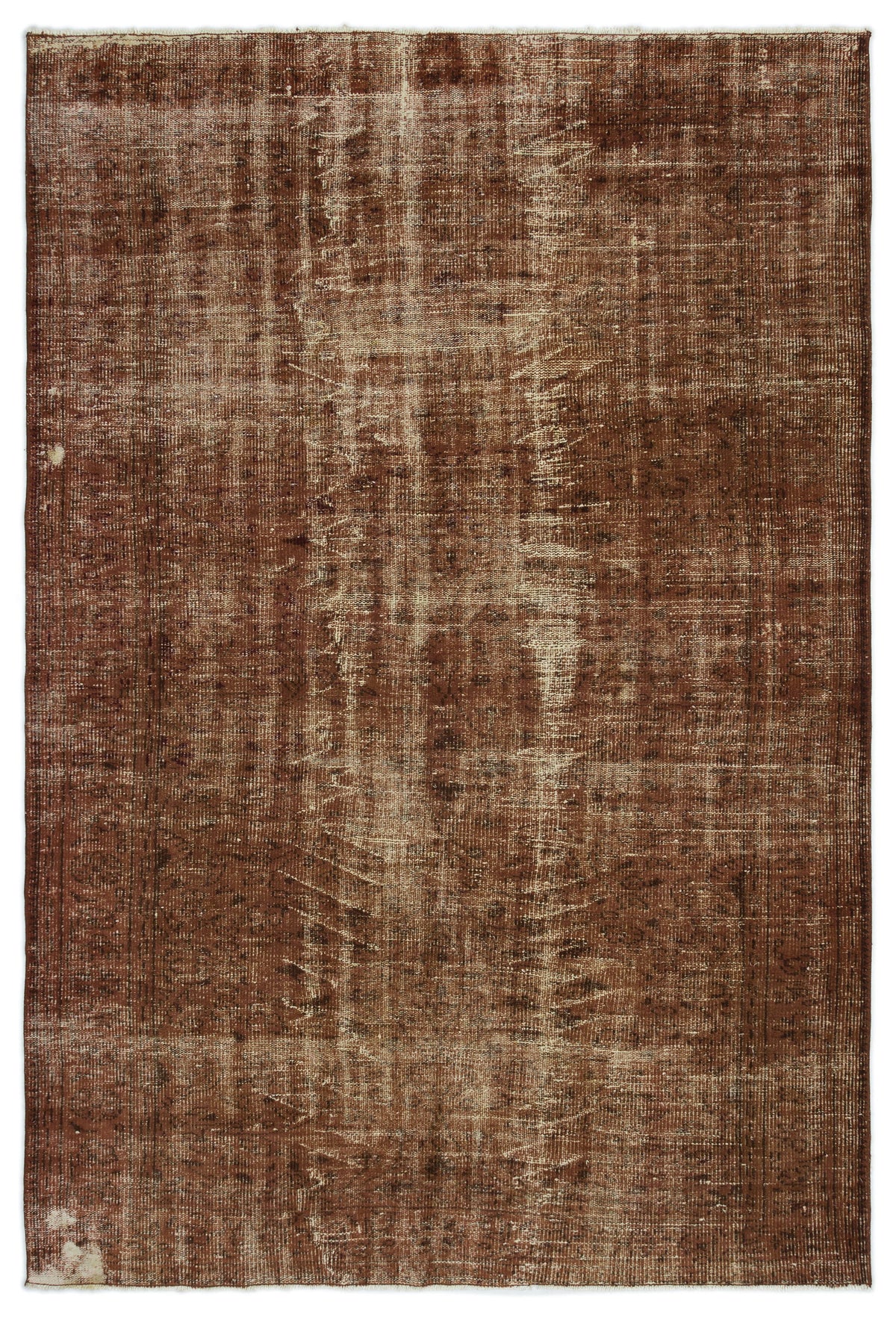 Brown Over Dyed Vintage Rug 5&#39;7&#39;&#39; x 8&#39;3&#39;&#39; ft 170 x 252 cm