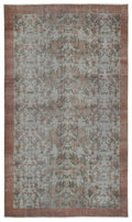 Blue Over Dyed Vintage Rug 5'4'' x 9'6'' ft 163 x 290 cm