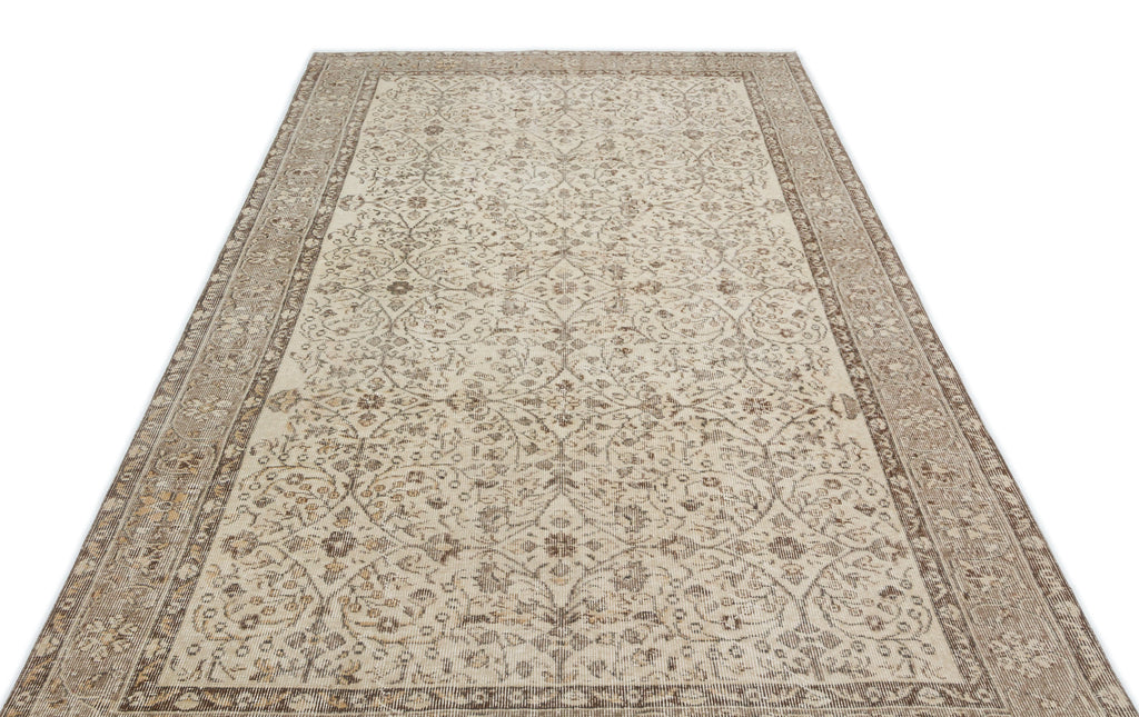 Beige Over Dyed Vintage Rug 5'10'' x 9'2'' ft 177 x 280 cm
