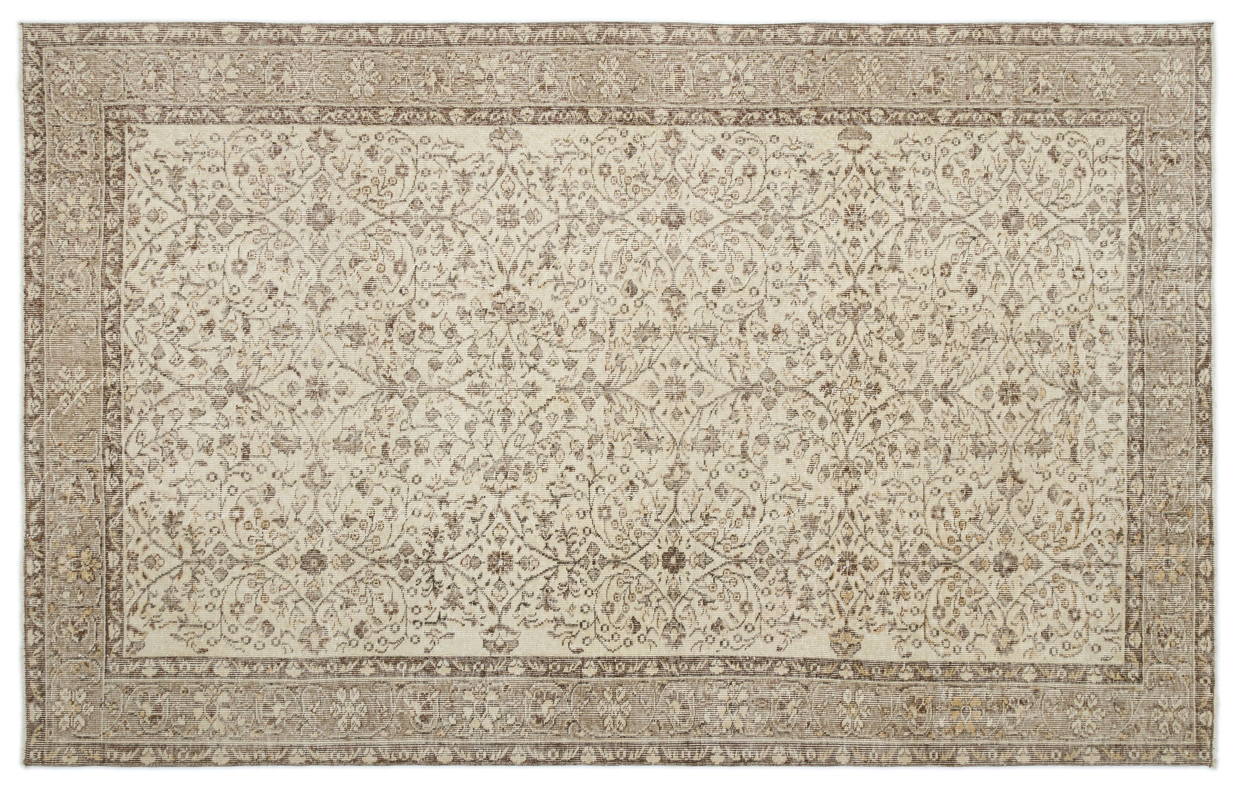 Beige Over Dyed Vintage Rug 5'10'' x 9'2'' ft 177 x 280 cm
