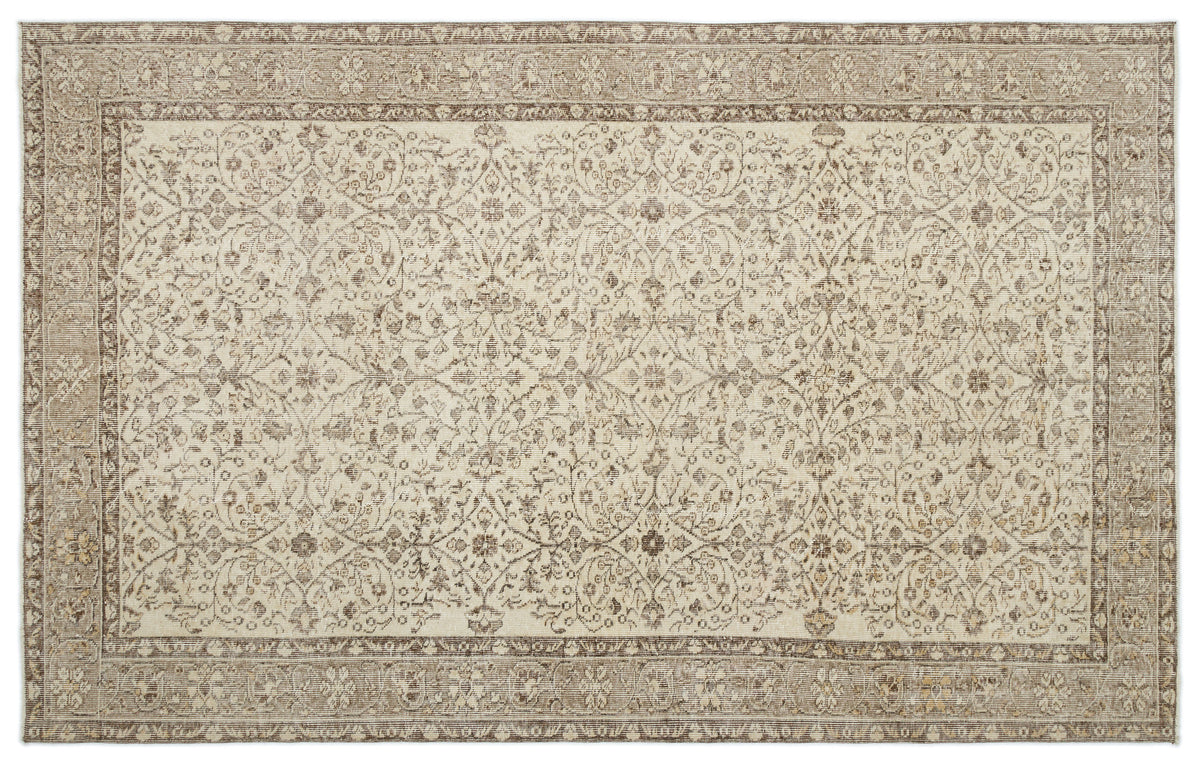 Beige Over Dyed Vintage Rug 5&#39;10&#39;&#39; x 9&#39;2&#39;&#39; ft 177 x 280 cm