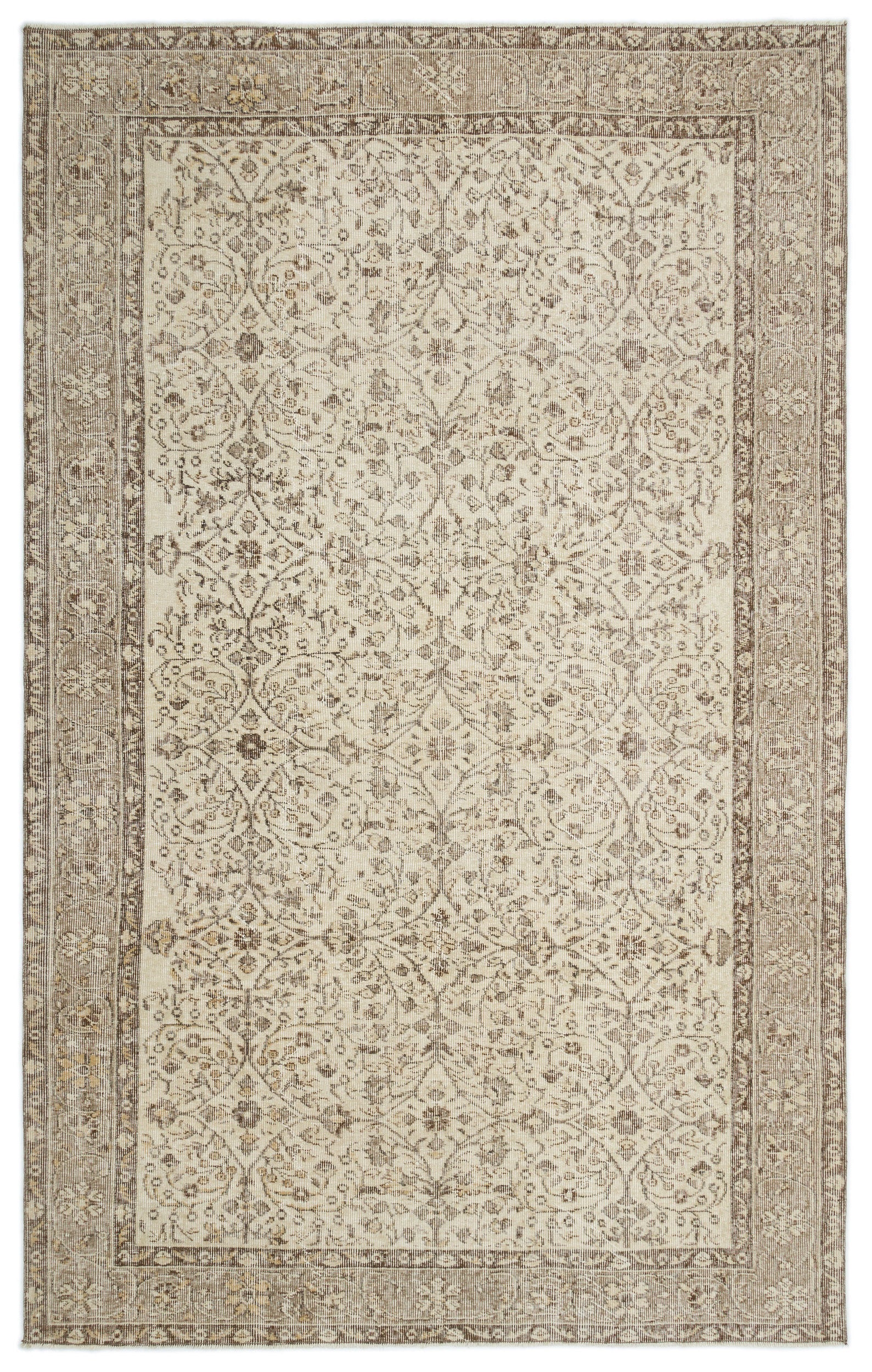 Beige Over Dyed Vintage Rug 5'10'' x 9'2'' ft 177 x 280 cm