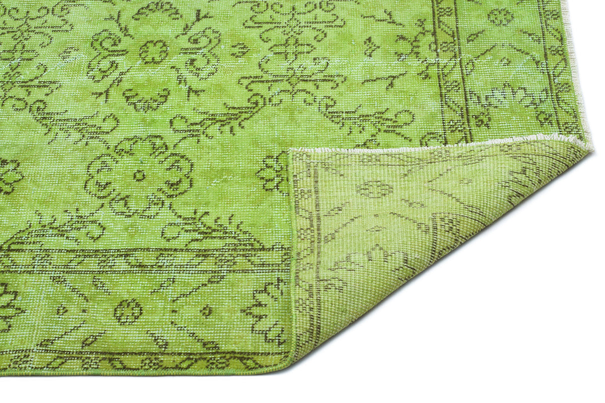 Green Over Dyed Vintage Rug 5&#39;8&#39;&#39; x 9&#39;7&#39;&#39; ft 173 x 292 cm