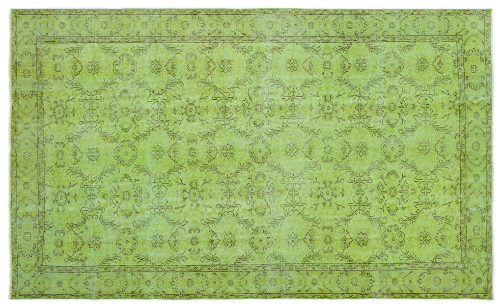 Green Over Dyed Vintage Rug 5'8'' x 9'7'' ft 173 x 292 cm