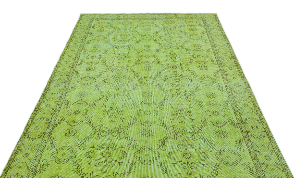 Green Over Dyed Vintage Rug 5&#39;8&#39;&#39; x 9&#39;7&#39;&#39; ft 173 x 292 cm