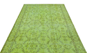 Green Over Dyed Vintage Rug 5'8'' x 9'7'' ft 173 x 292 cm