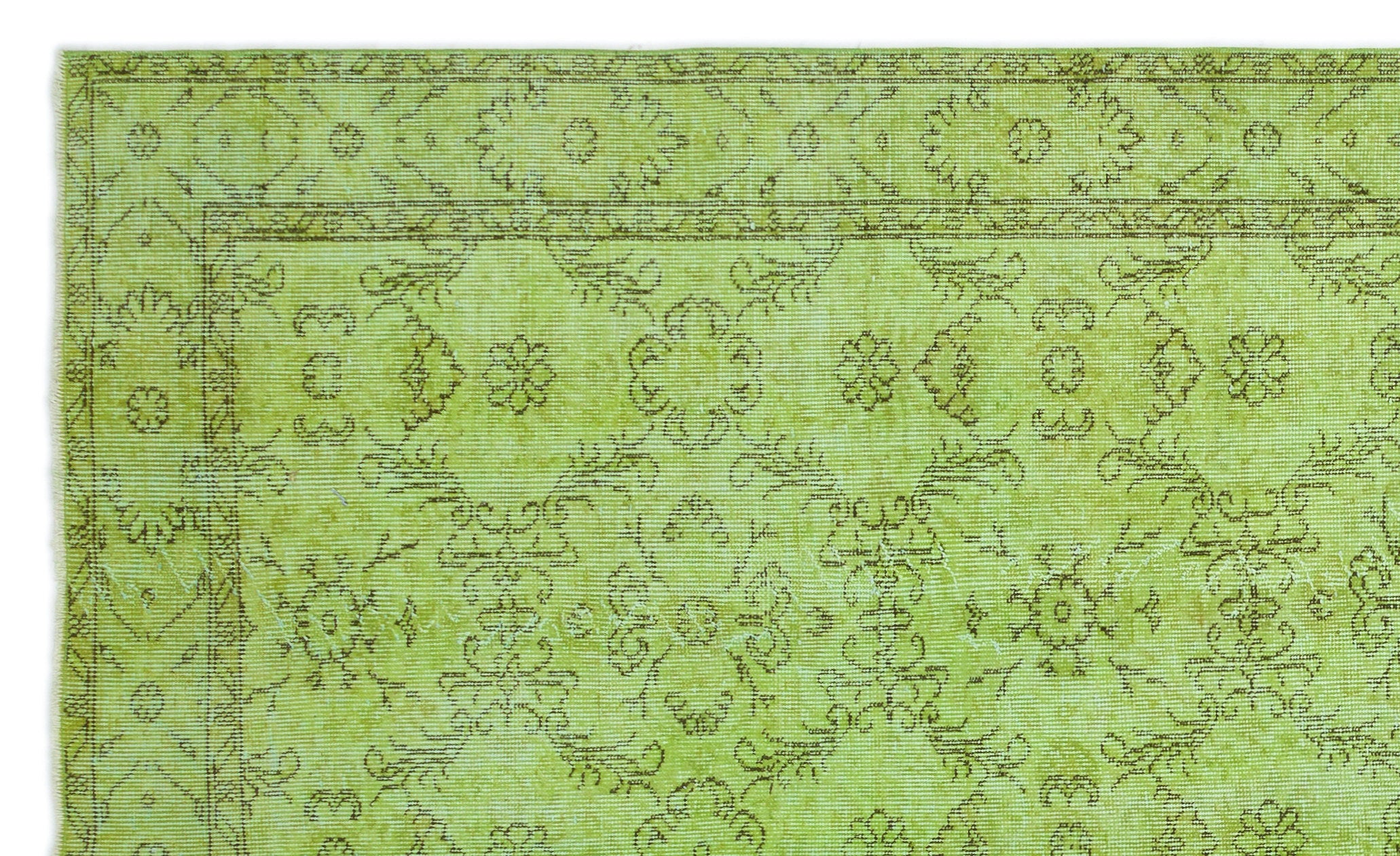 Green Over Dyed Vintage Rug 5'8'' x 9'7'' ft 173 x 292 cm