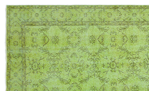 Green Over Dyed Vintage Rug 5'8'' x 9'7'' ft 173 x 292 cm