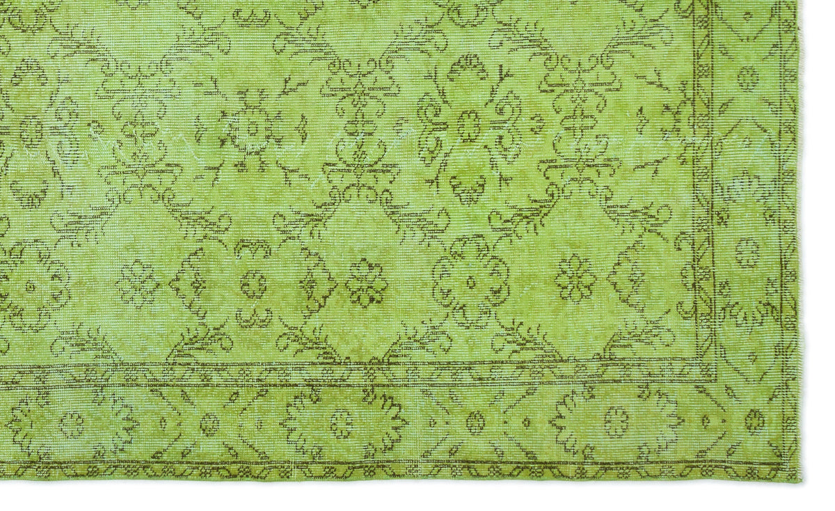 Green Over Dyed Vintage Rug 5&#39;8&#39;&#39; x 9&#39;7&#39;&#39; ft 173 x 292 cm