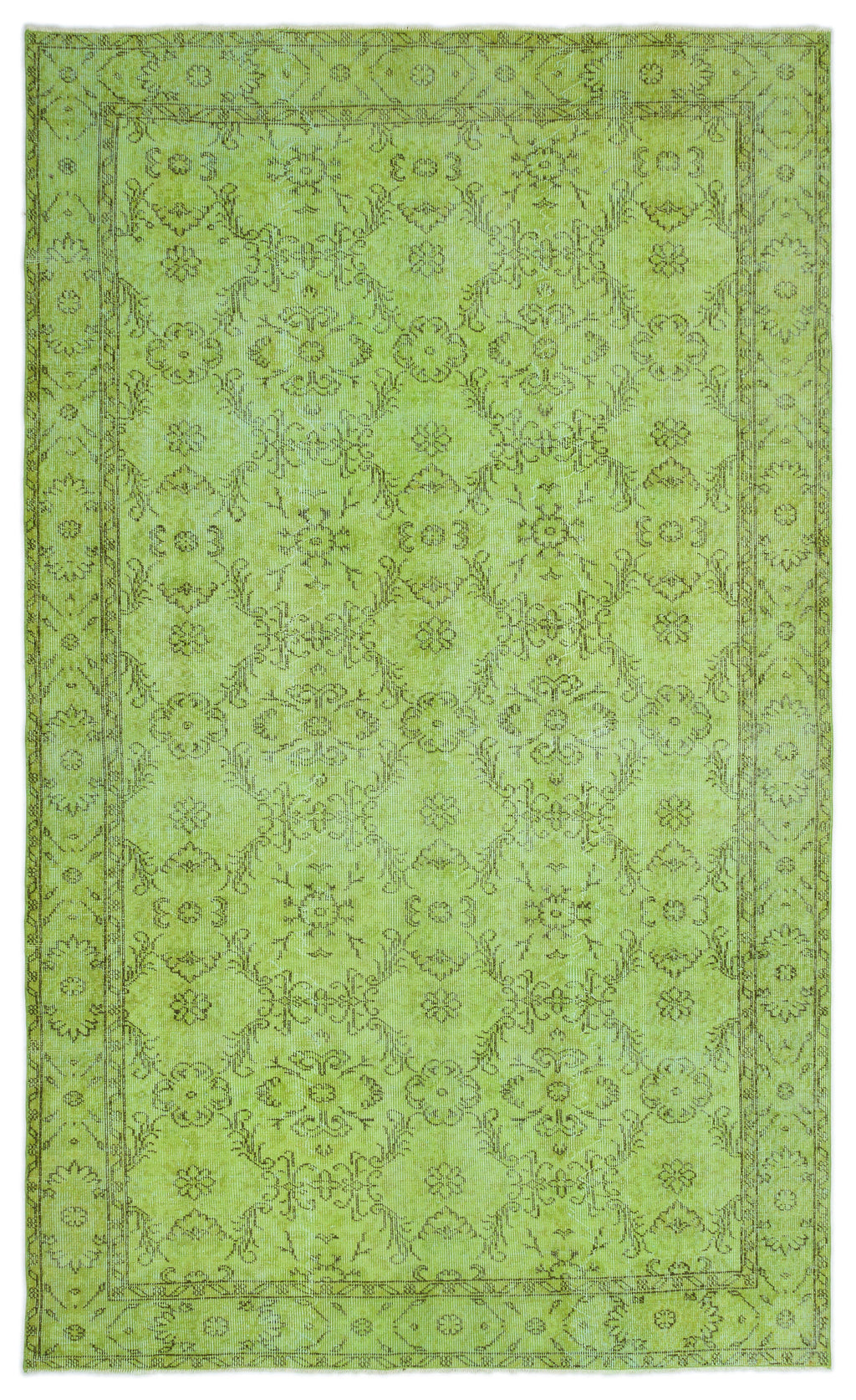 Green Over Dyed Vintage Rug 5'8'' x 9'7'' ft 173 x 292 cm