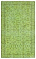 Green Over Dyed Vintage Rug 5'8'' x 9'7'' ft 173 x 292 cm