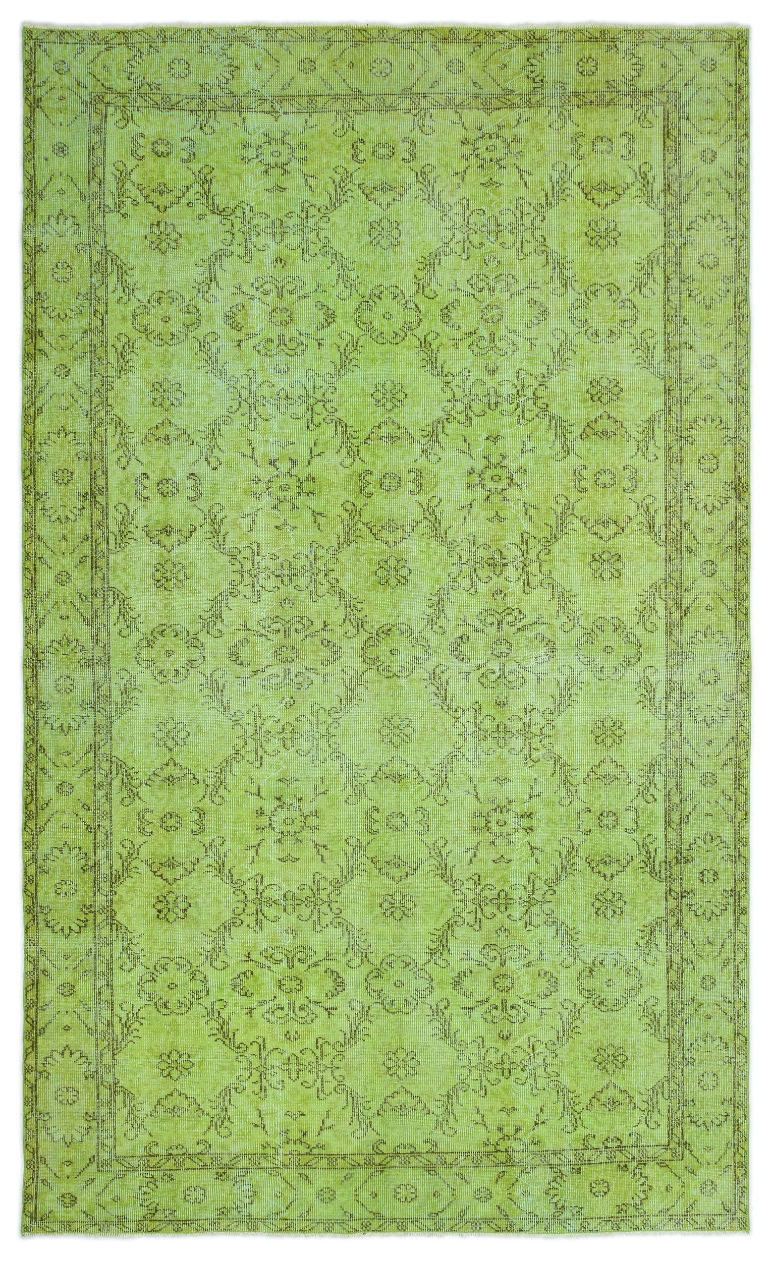 Green Over Dyed Vintage Rug 5'8'' x 9'7'' ft 173 x 292 cm