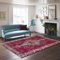 Fuchsia Over Dyed Rug | Living Room Rug | Turkish Rug | Hand Weaving Rug  | Bedroom Rug | Wool Rug | Vintage Rug | Tumbled Rug  | Naturel Rug | Boho Rug I Traditional Rug I 5'0'' x 8'3'' ft 153 x 251 cm