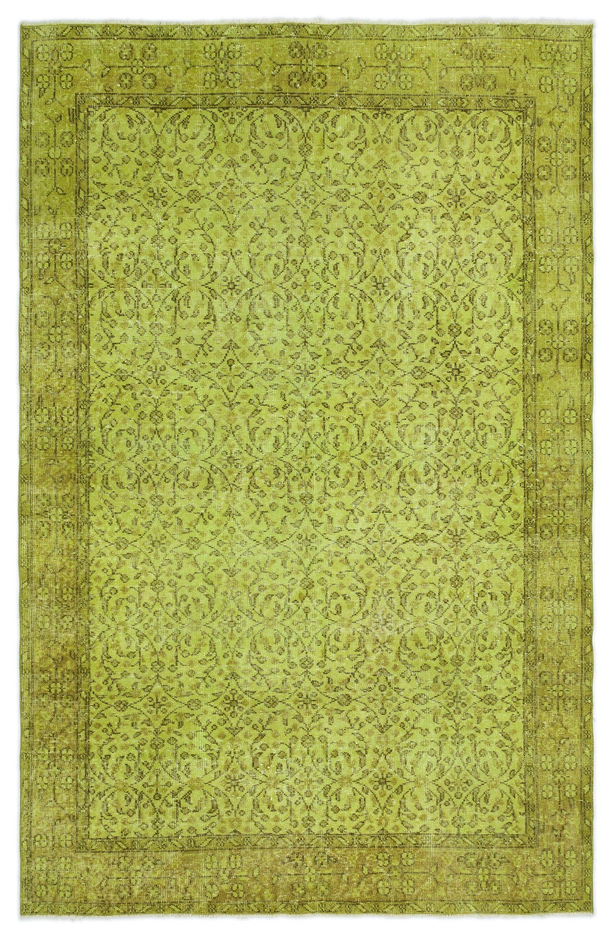 Green Over Dyed Vintage Rug 5&#39;3&#39;&#39; x 8&#39;0&#39;&#39; ft 159 x 245 cm