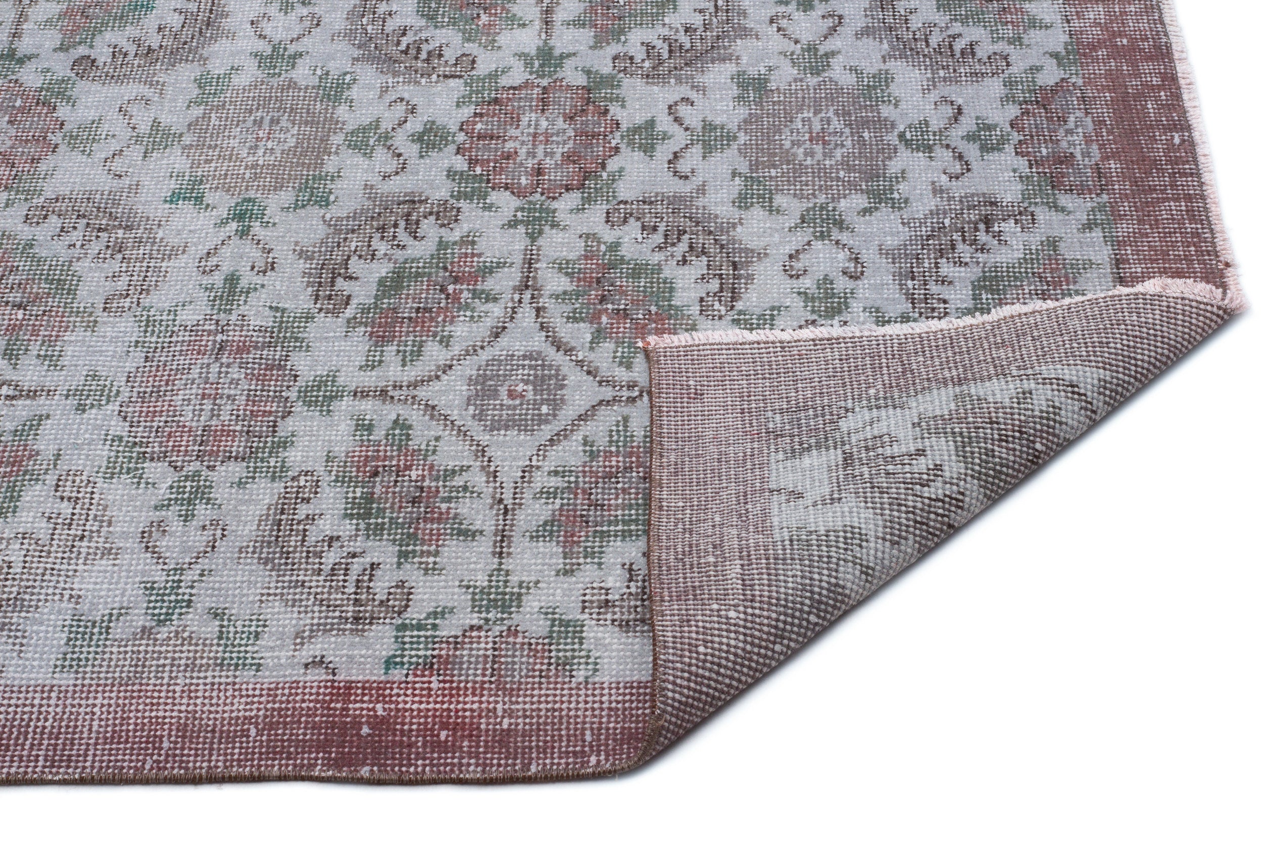 Blue Over Dyed Vintage Rug 5'8'' x 9'4'' ft 173 x 285 cm