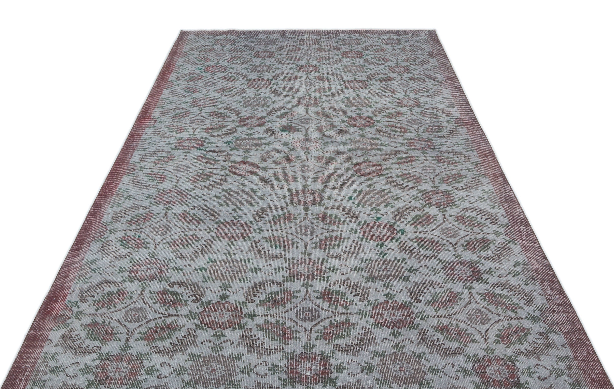 Blue Over Dyed Vintage Rug 5'8'' x 9'4'' ft 173 x 285 cm