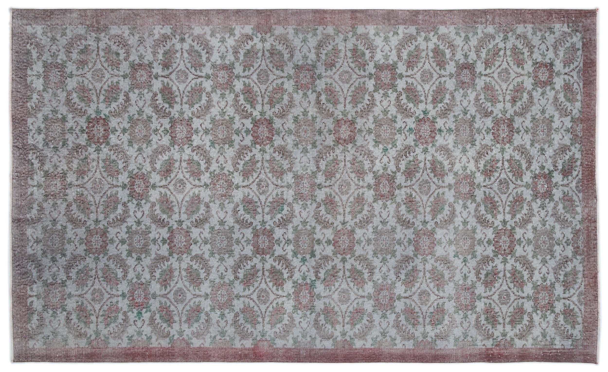 Blue Over Dyed Vintage Rug 5'8'' x 9'4'' ft 173 x 285 cm