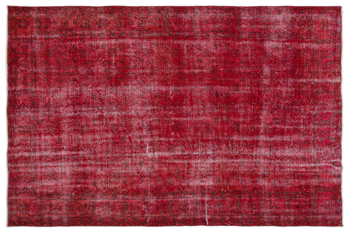 Red Over Dyed Vintage Rug 6&#39;0&#39;&#39; x 9&#39;2&#39;&#39; ft 184 x 280 cm