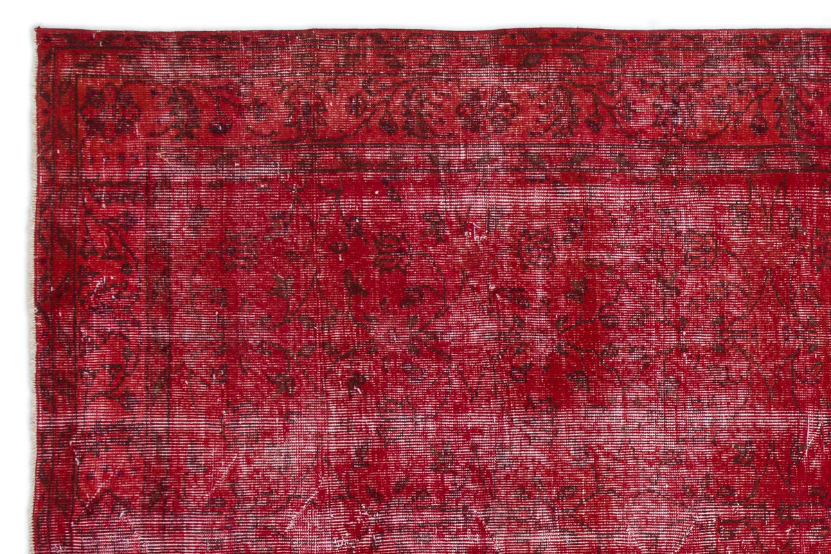 Red Over Dyed Vintage Rug 6&#39;0&#39;&#39; x 9&#39;2&#39;&#39; ft 184 x 280 cm