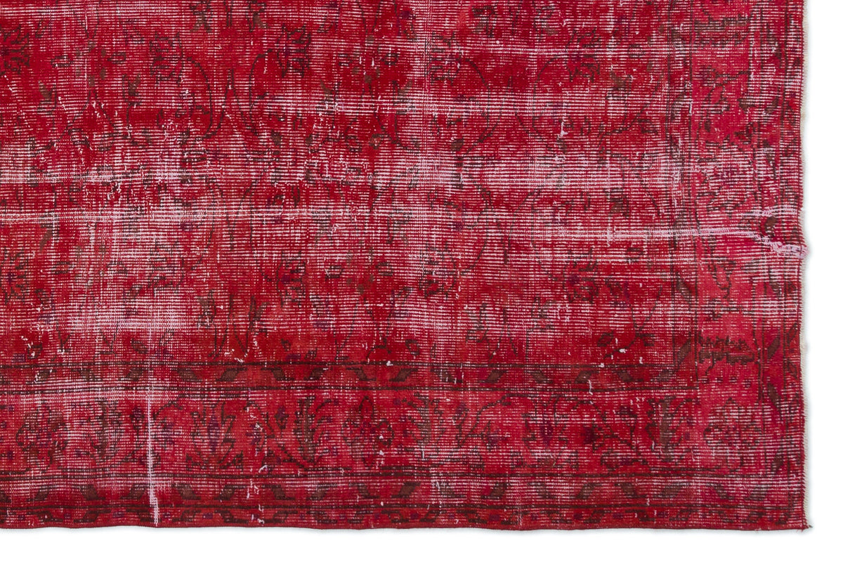 Red Over Dyed Vintage Rug 6&#39;0&#39;&#39; x 9&#39;2&#39;&#39; ft 184 x 280 cm