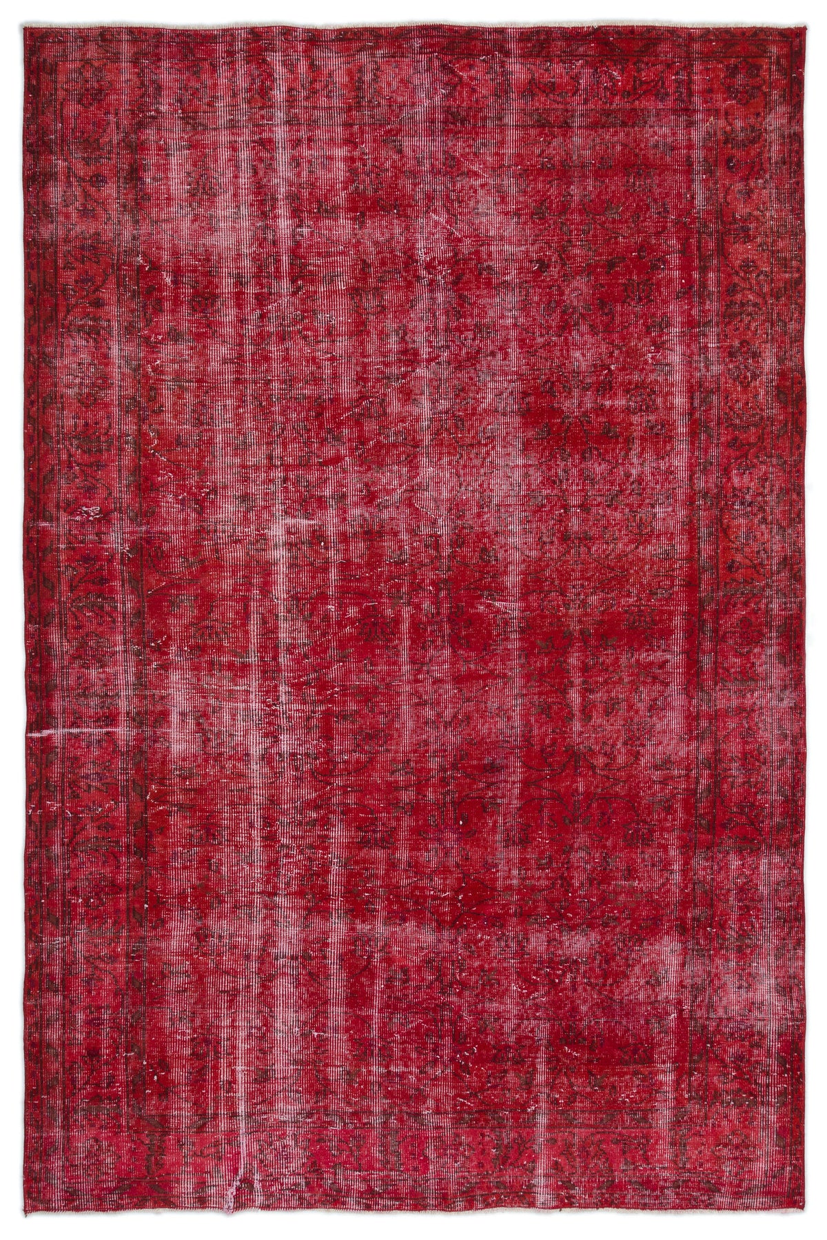 Red Over Dyed Vintage Rug 6&#39;0&#39;&#39; x 9&#39;2&#39;&#39; ft 184 x 280 cm
