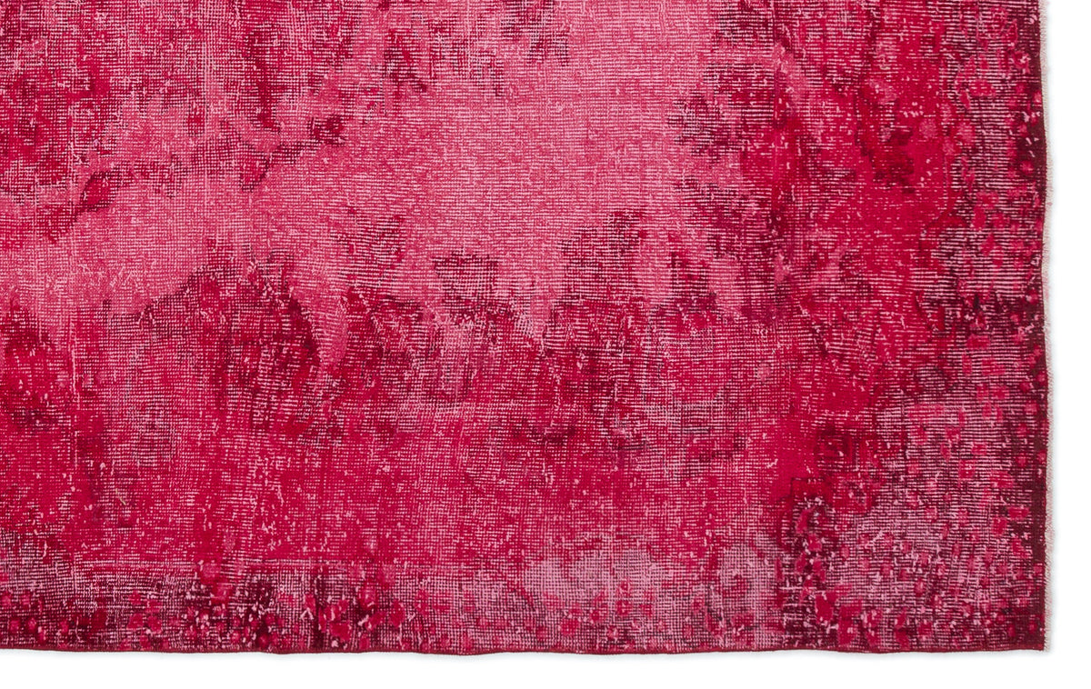 Red Over Dyed Vintage Rug 5&#39;5&#39;&#39; x 8&#39;10&#39;&#39; ft 165 x 268 cm