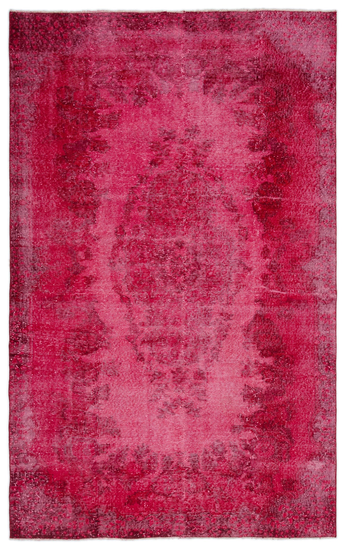 Red Over Dyed Vintage Rug 5&#39;5&#39;&#39; x 8&#39;10&#39;&#39; ft 165 x 268 cm