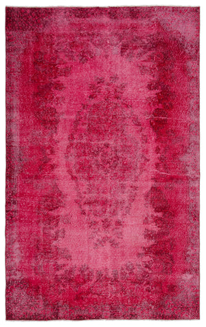 Red Over Dyed Vintage Rug 5'5'' x 8'10'' ft 165 x 268 cm