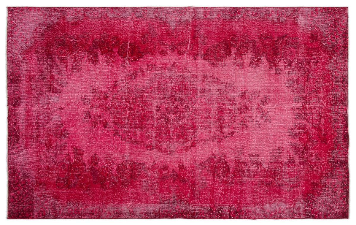 Red Over Dyed Vintage Rug 5&#39;5&#39;&#39; x 8&#39;10&#39;&#39; ft 165 x 268 cm