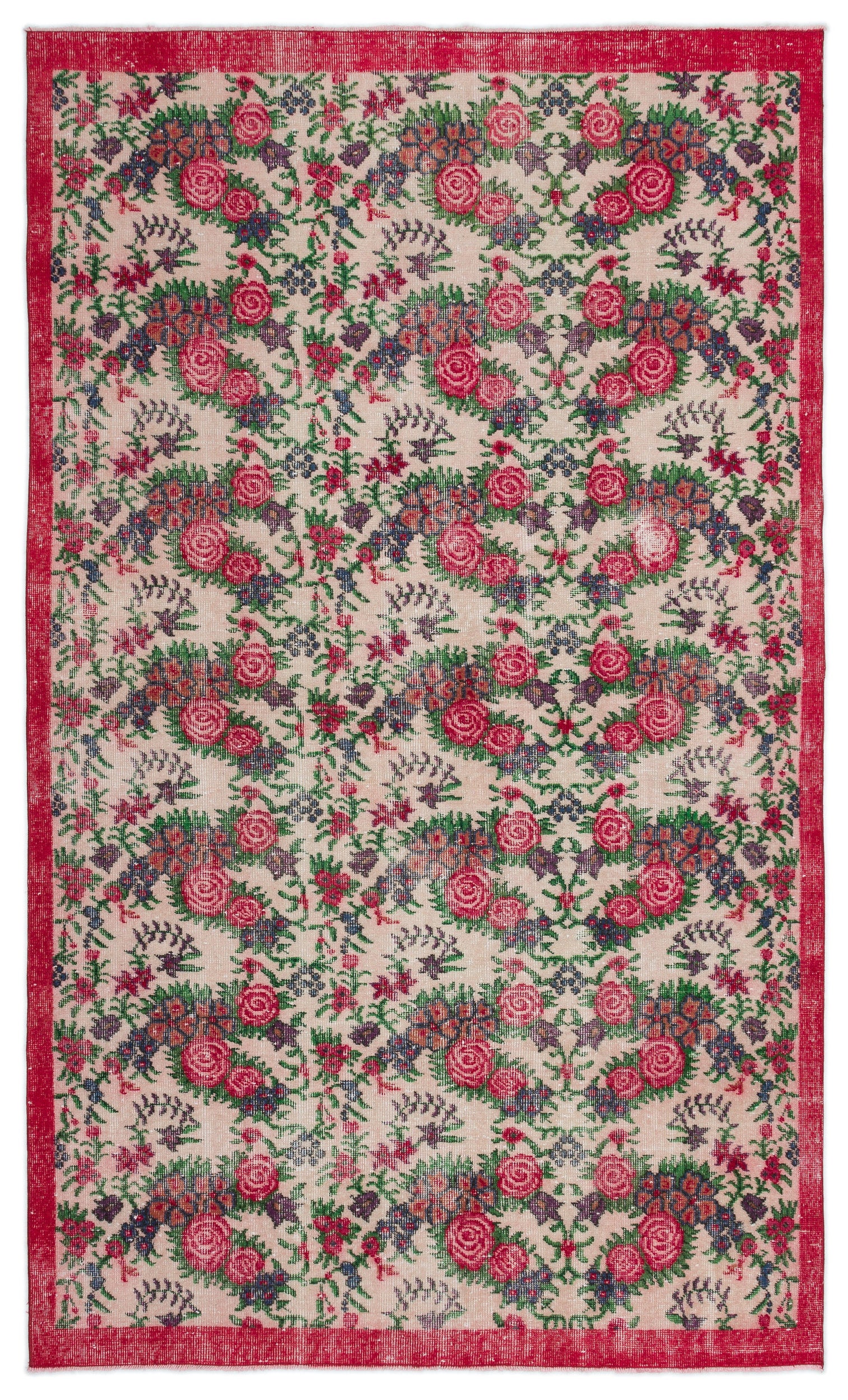 Retro Over Dyed Vintage Rug 5'5'' x 9'1'' ft 165 x 278 cm