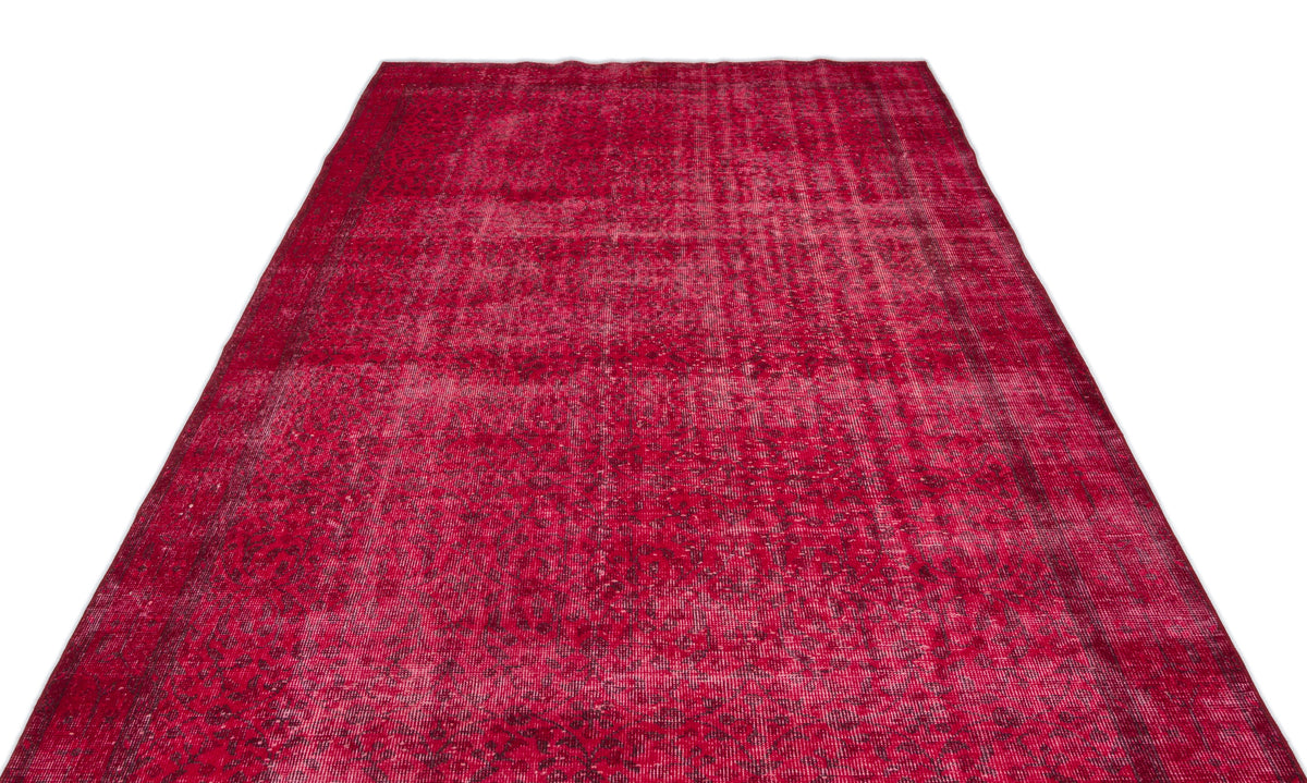 Red Over Dyed Vintage Rug 5&#39;11&#39;&#39; x 9&#39;9&#39;&#39; ft 180 x 296 cm