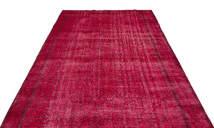 Red Over Dyed Vintage Rug 5'11'' x 9'9'' ft 180 x 296 cm