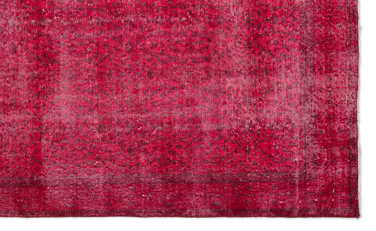 Red Over Dyed Vintage Rug 5&#39;11&#39;&#39; x 9&#39;9&#39;&#39; ft 180 x 296 cm