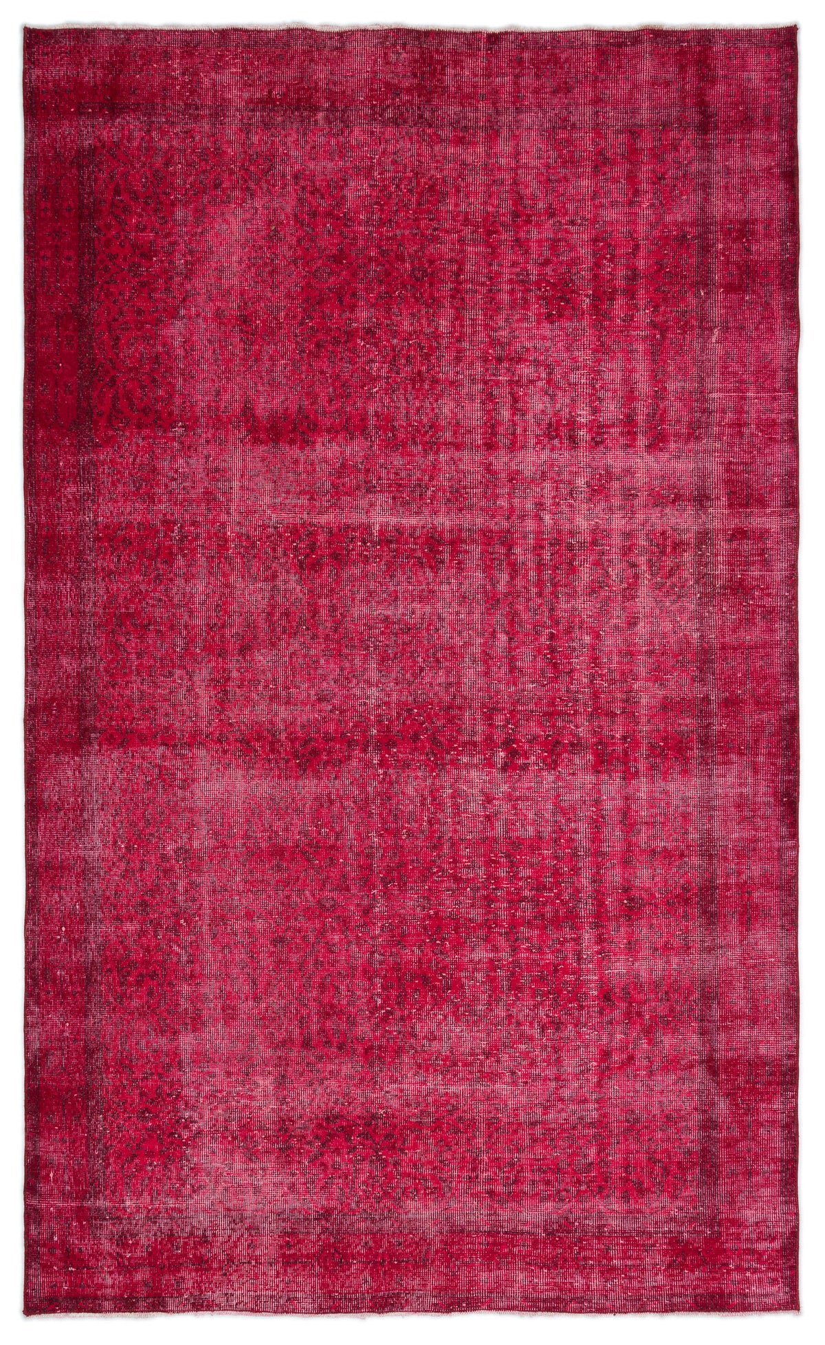 Red Over Dyed Vintage Rug 5&#39;11&#39;&#39; x 9&#39;9&#39;&#39; ft 180 x 296 cm